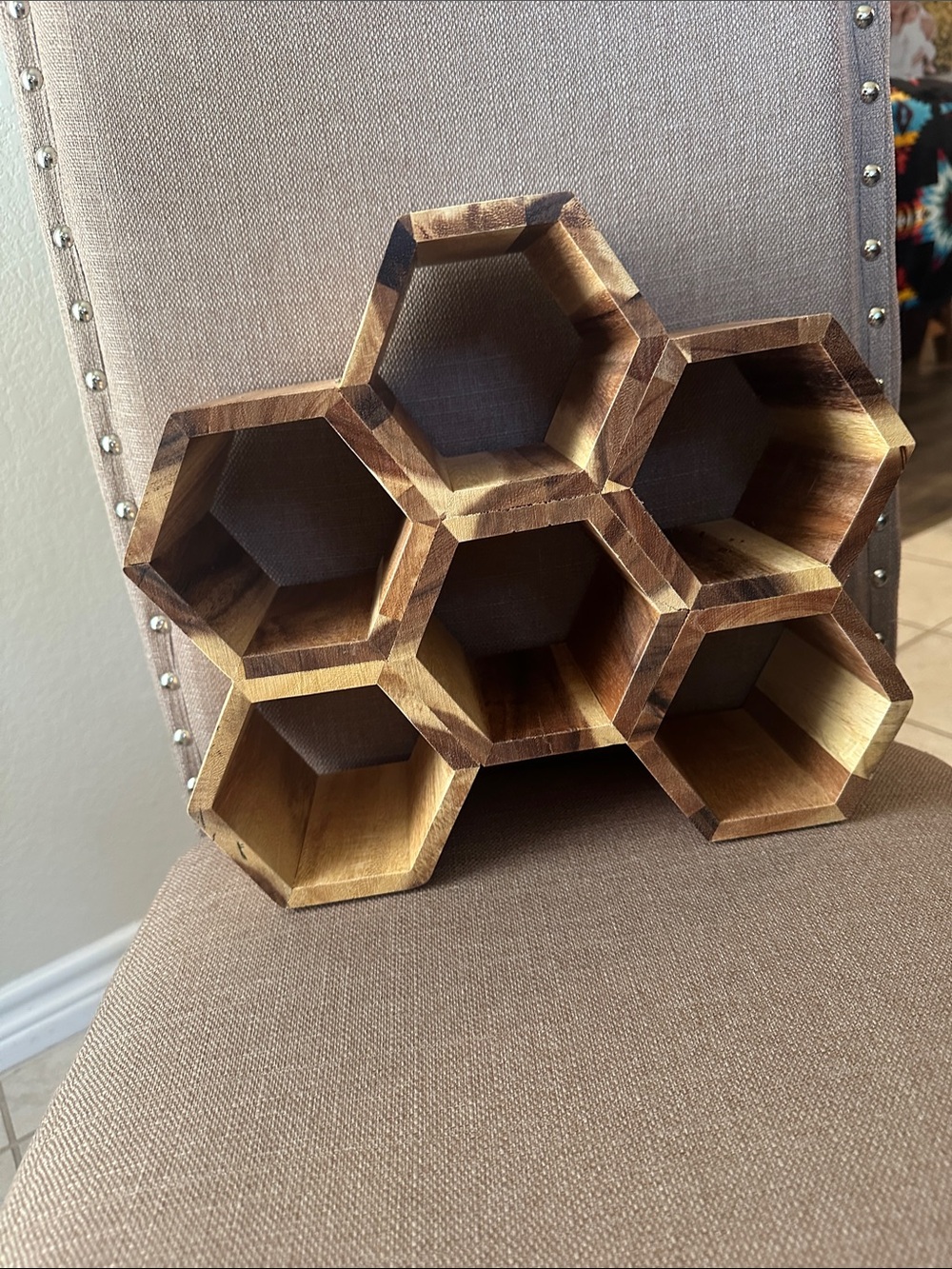 Hexagonal Honeycomb Wall Shelf - Brown Wood